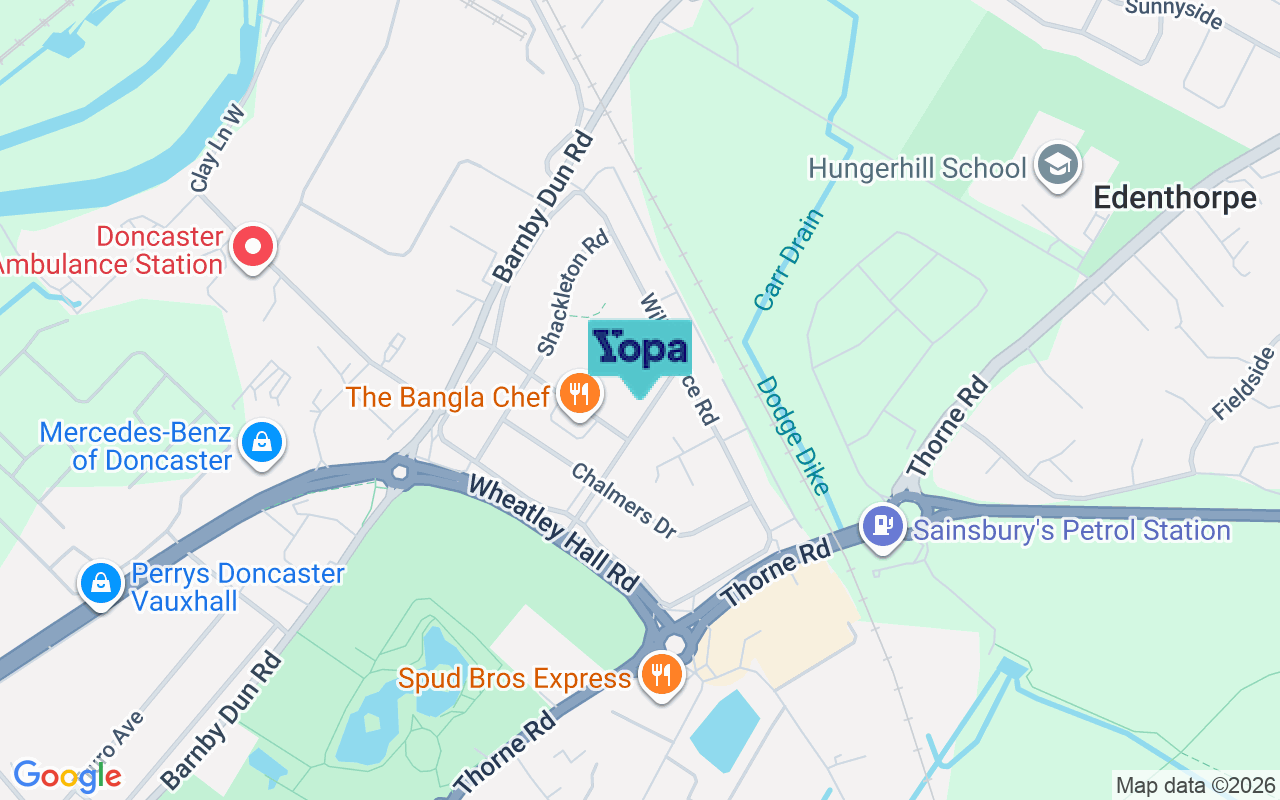 Map showing the location of DN2 4RZ