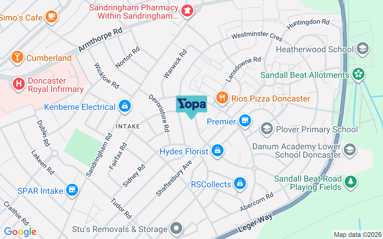 Map showing the location of DN2 6NX