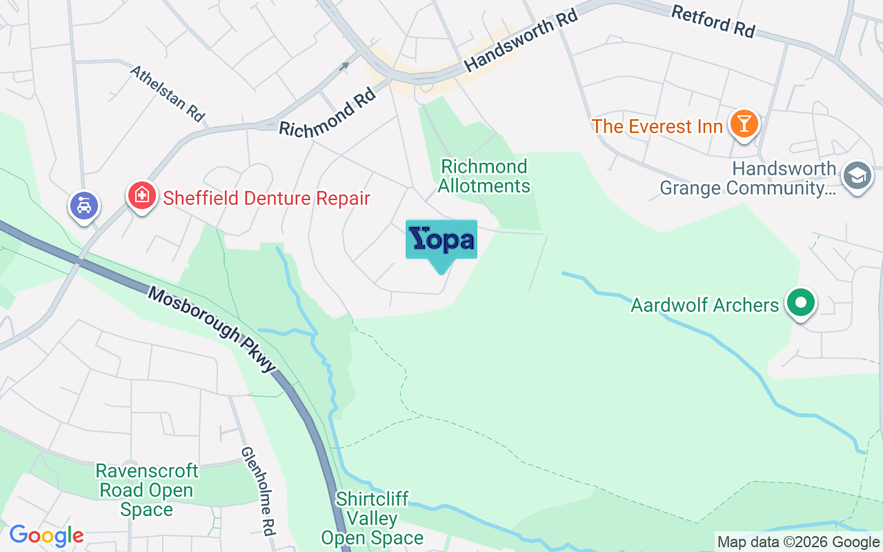Map showing the location of S13 8UG