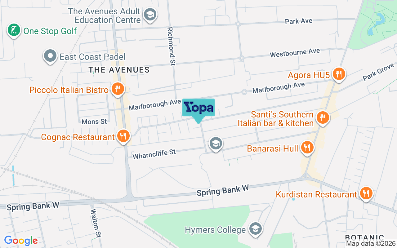 Map showing the location of HU5 3NH