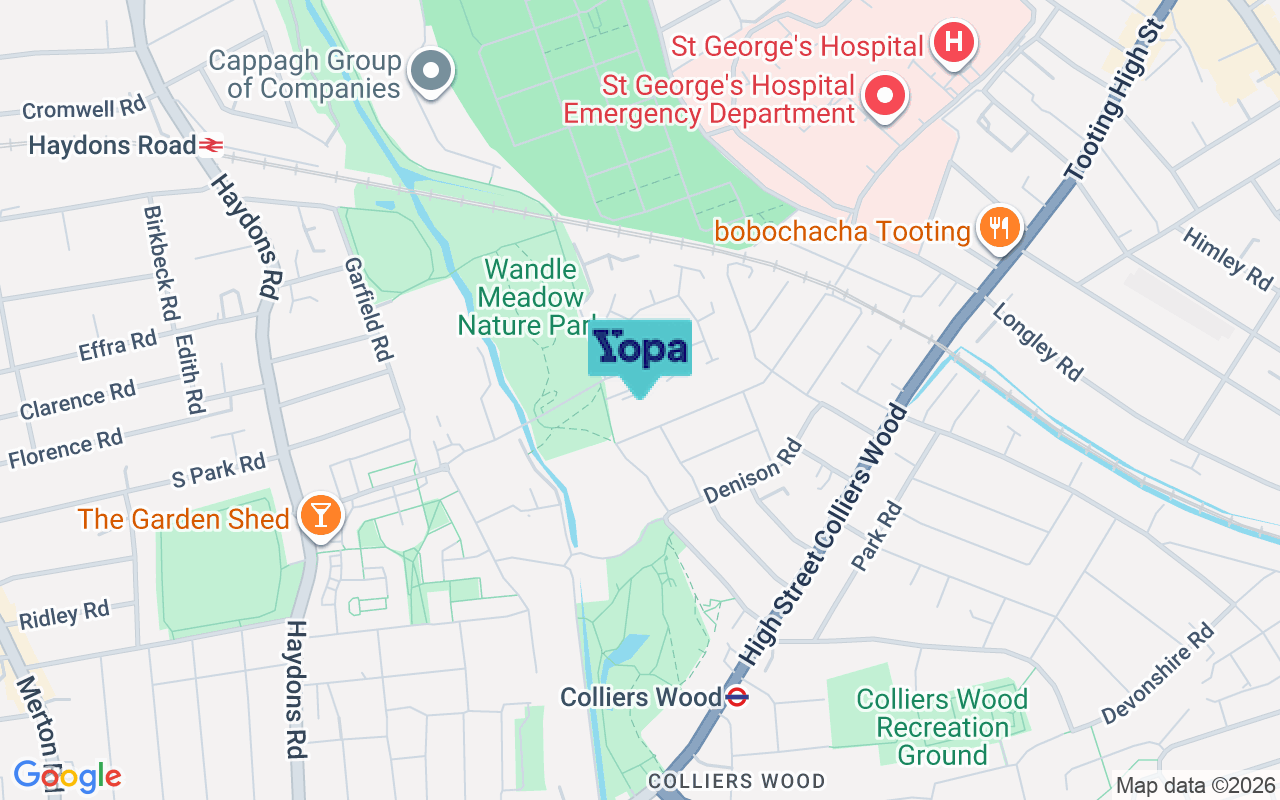 Map showing the location of SW19 1TX