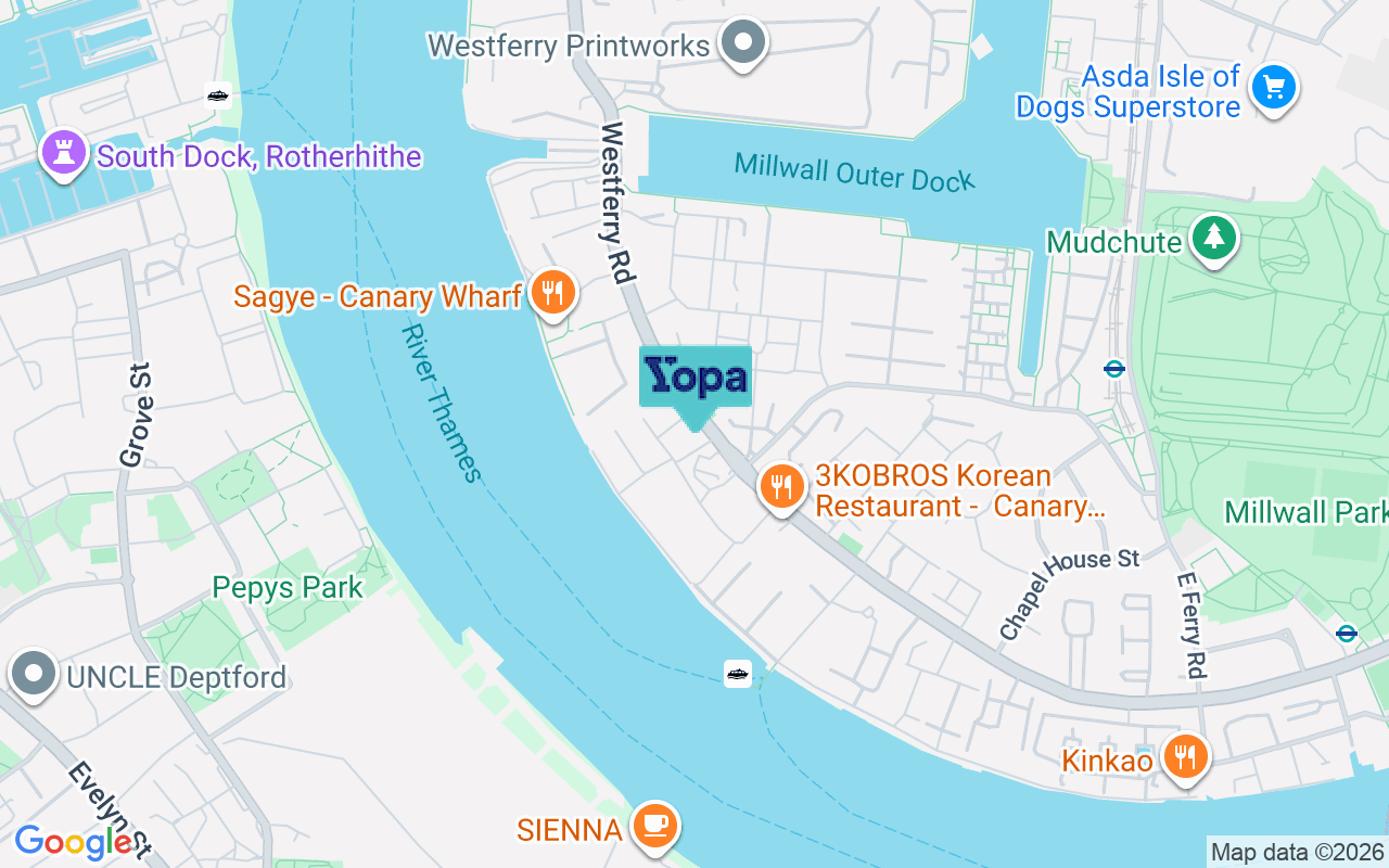 Map showing the location of E14 3RR