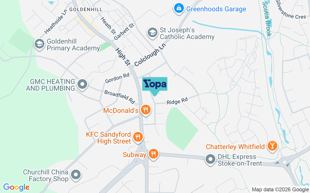 Map showing the location of ST6 5LD