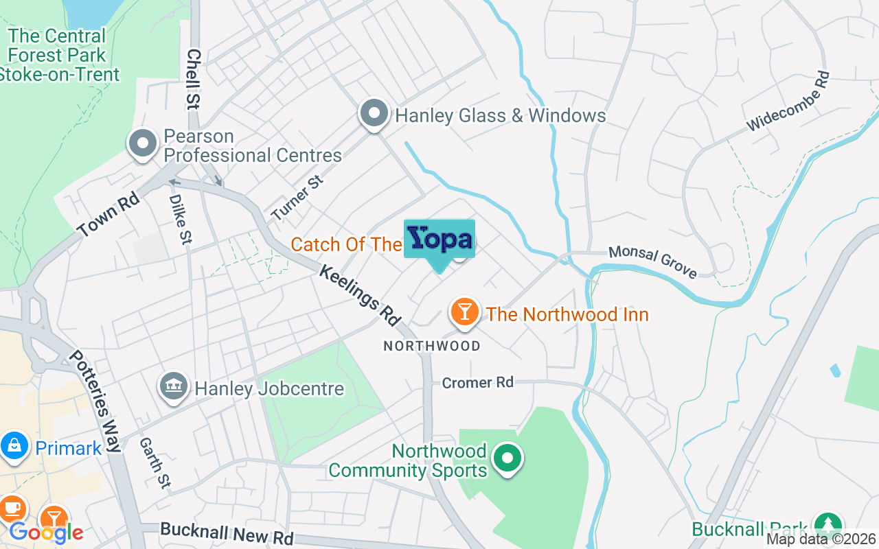 Map showing the location of ST1 6PP