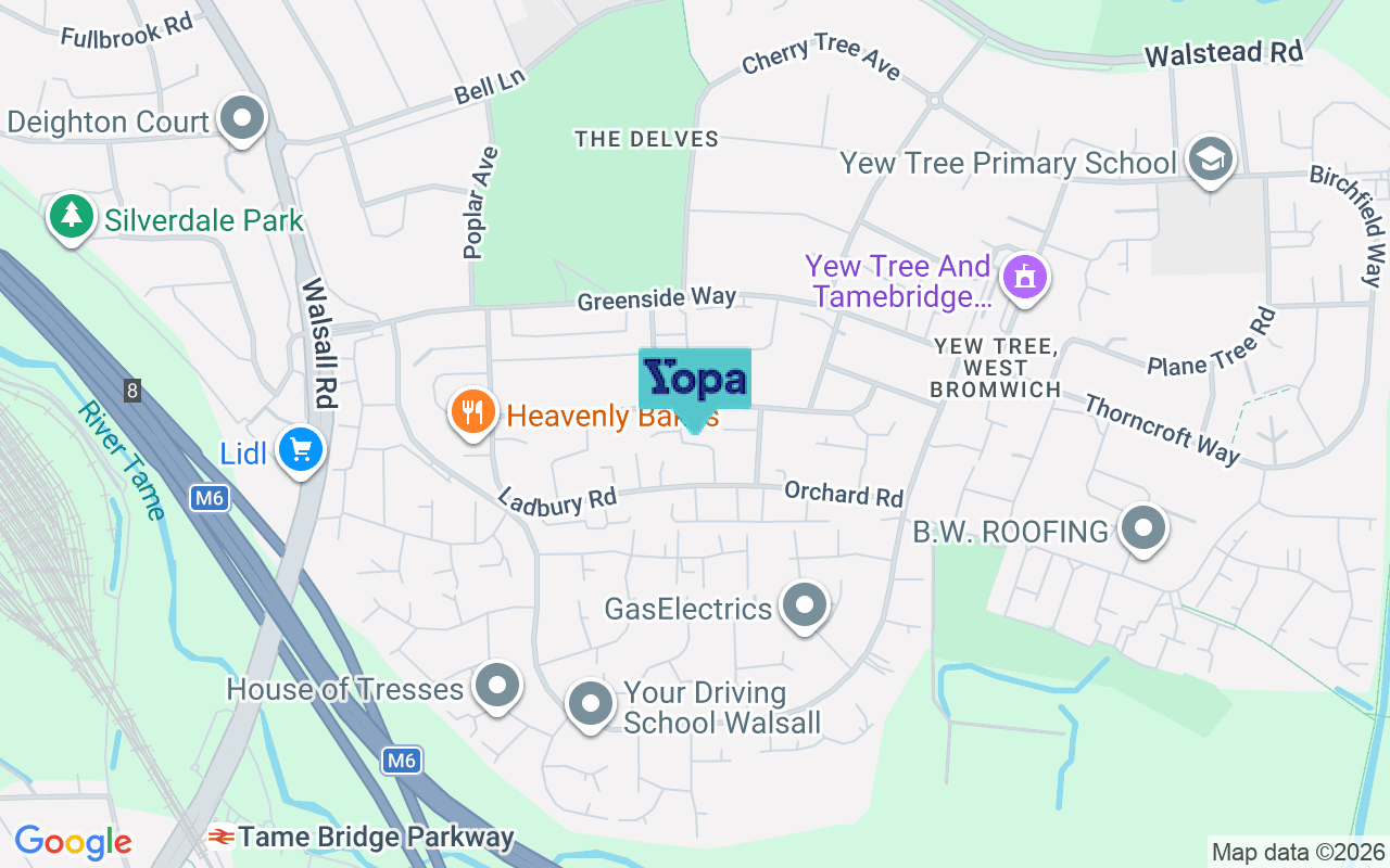 Map showing the location of WS5 4HR
