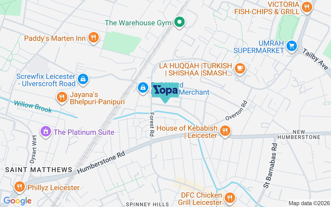 Map showing the location of LE5 0FE