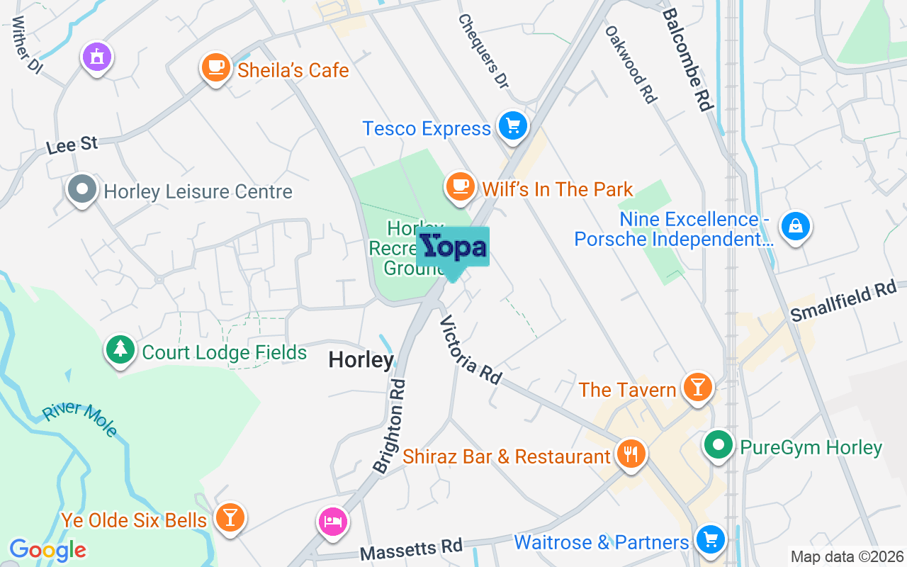 Map showing the location of RH6 7AP