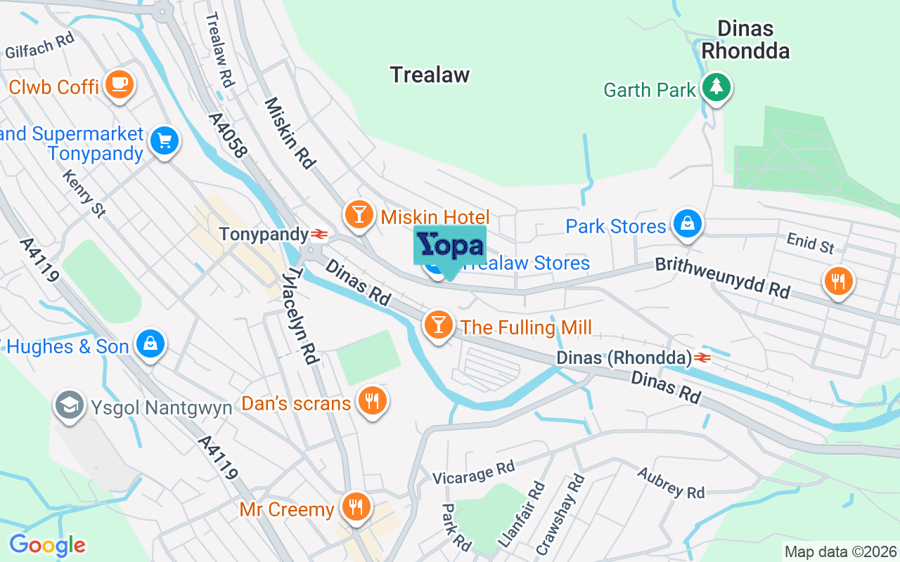 Map showing the location of CF40 2UB