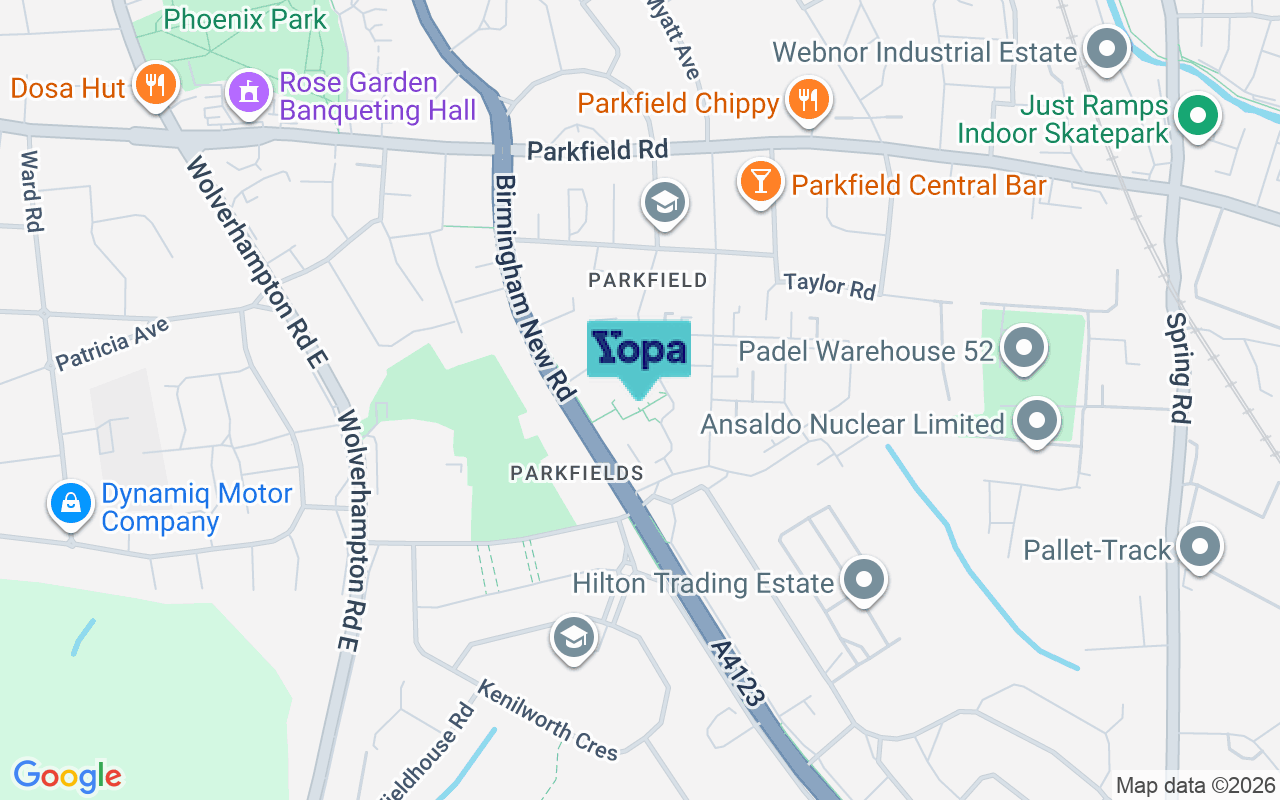 Map showing the location of WV4 6DD