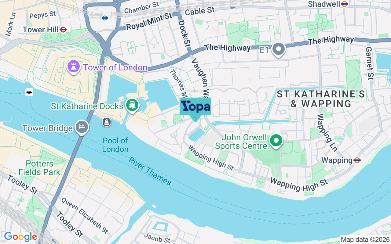 Map showing the location of E1W 1YD