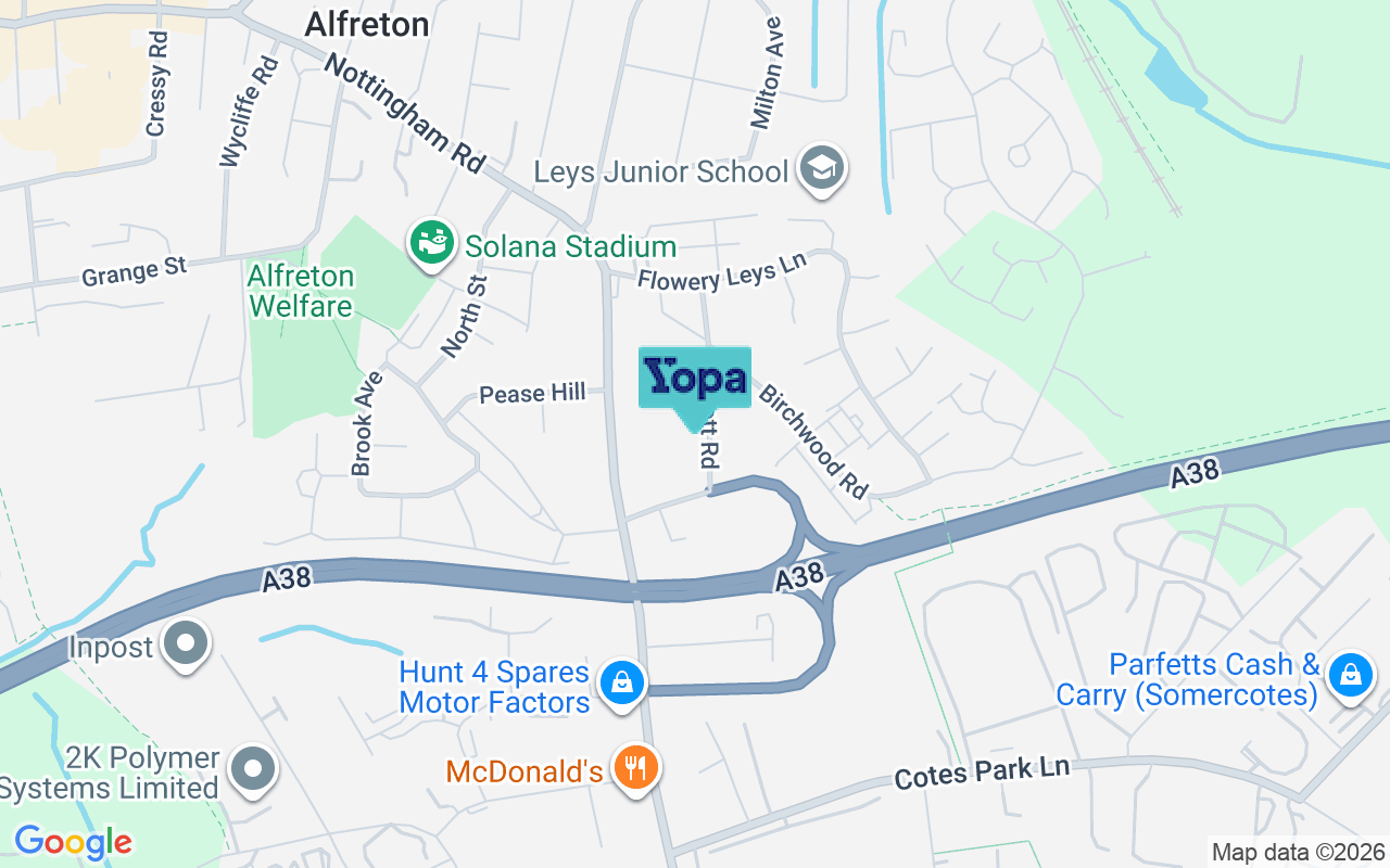 Map showing the location of DE55 7HD