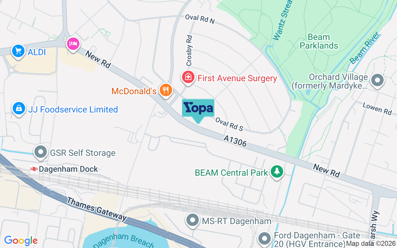 Map showing the location of RM10 9LU
