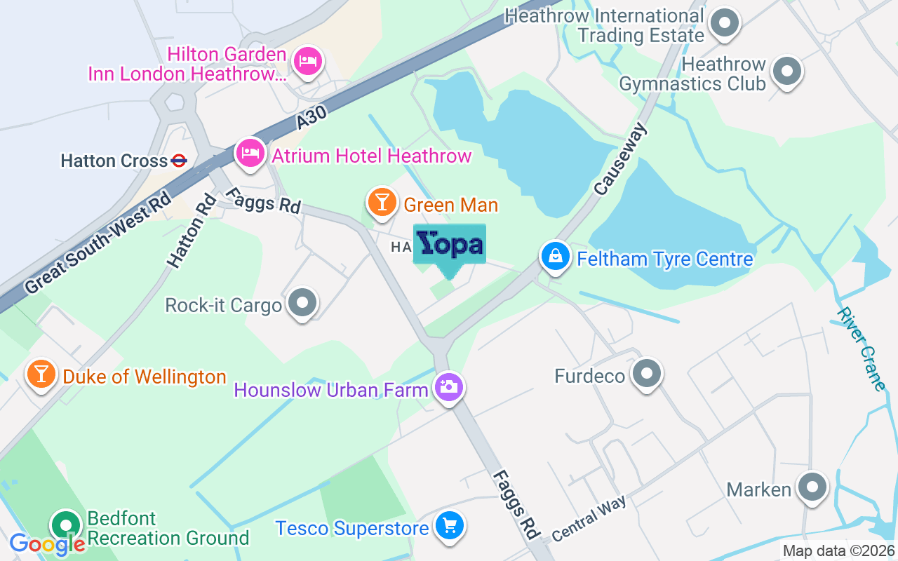 Map showing the location of TW14 0ND
