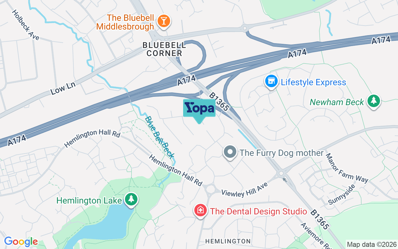 Map showing the location of TS8 9HB