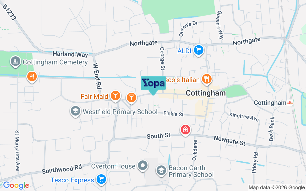 Map showing the location of HU16 4BG