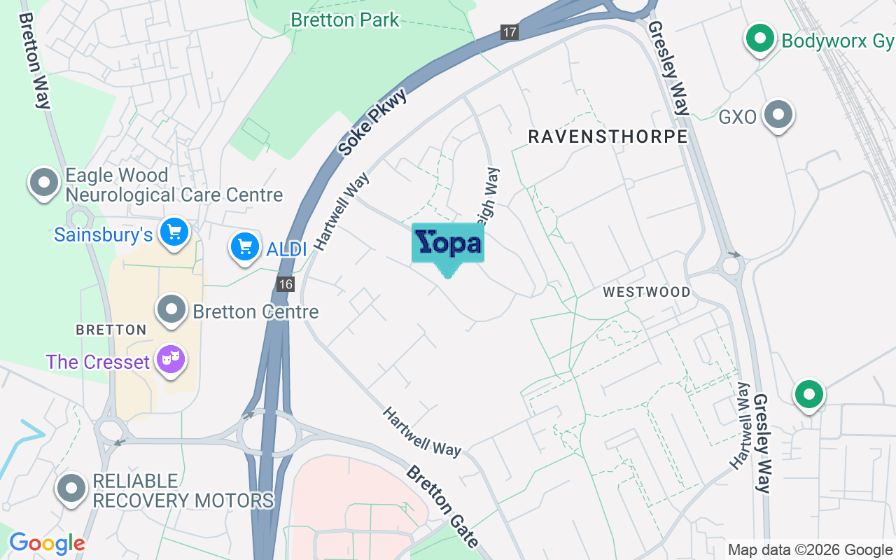 Map showing the location of PE3 7LG
