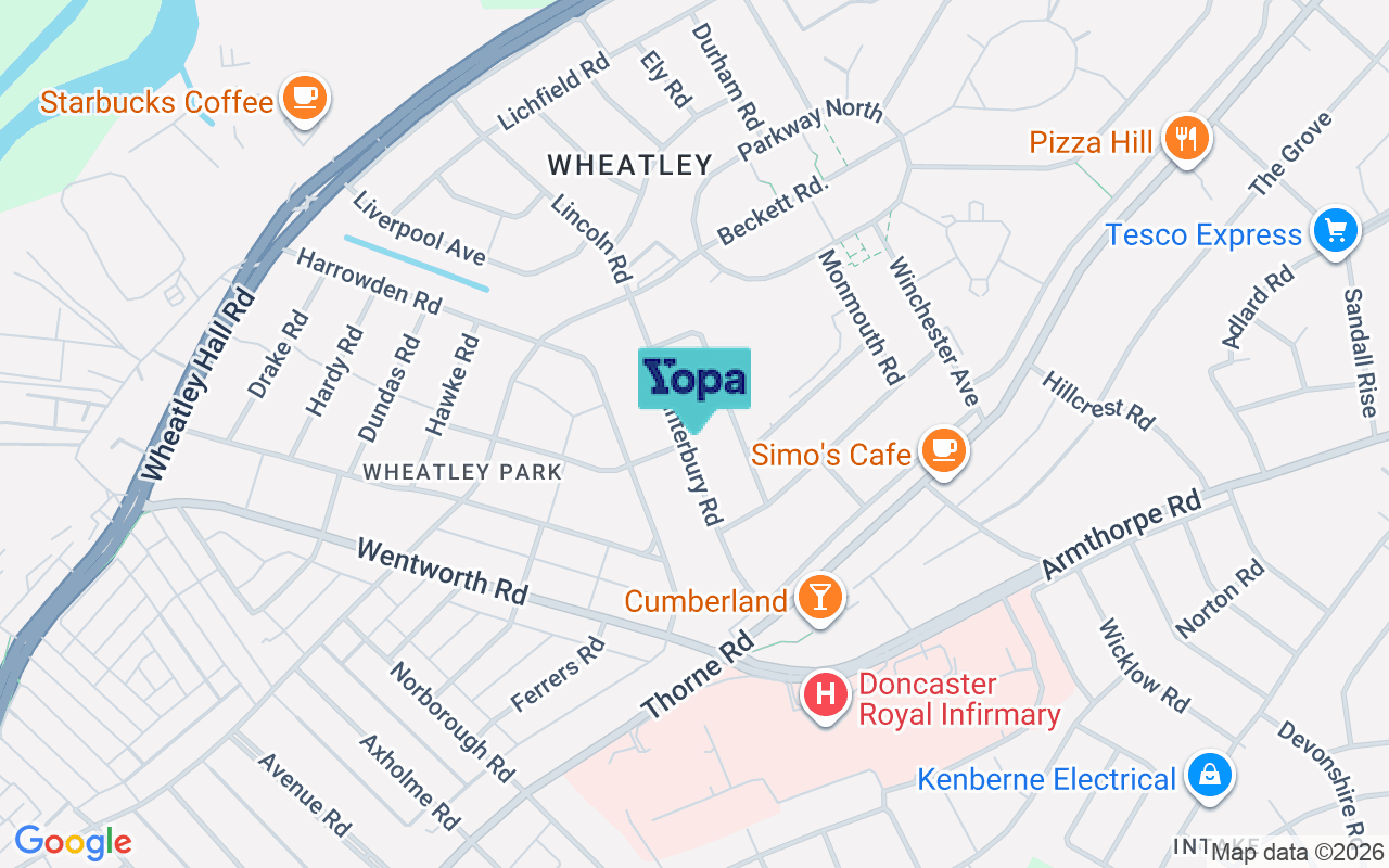 Map showing the location of DN2 4HX