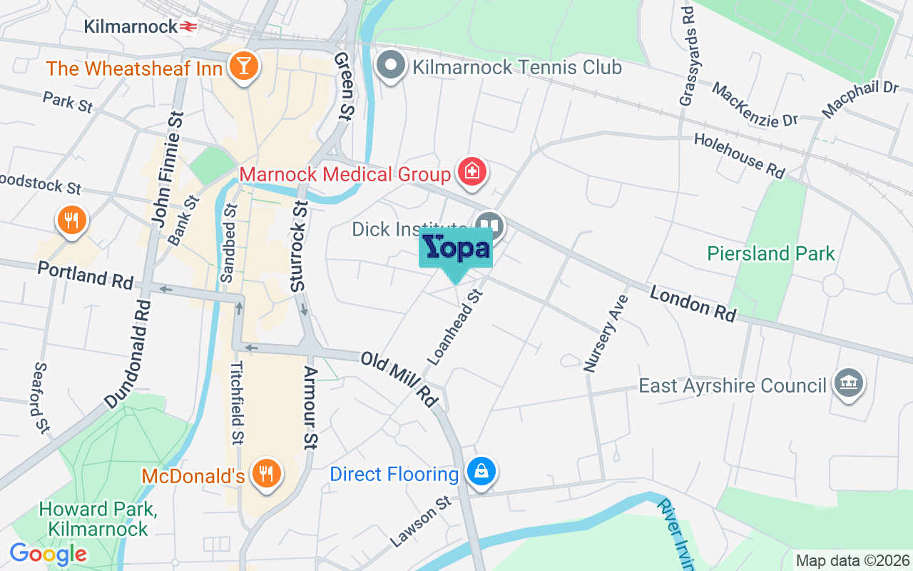 Map showing the location of KA1 3BT