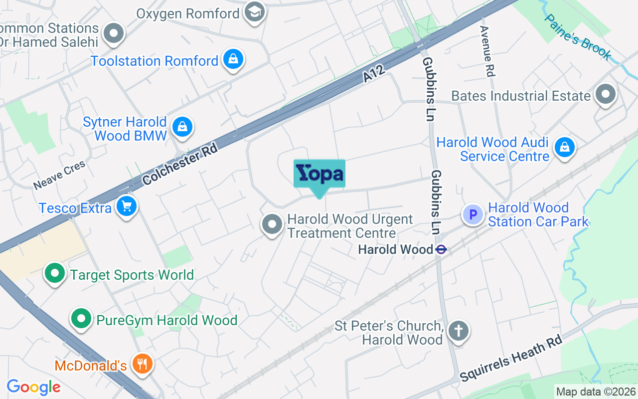 Map showing the location of RM3 0DX