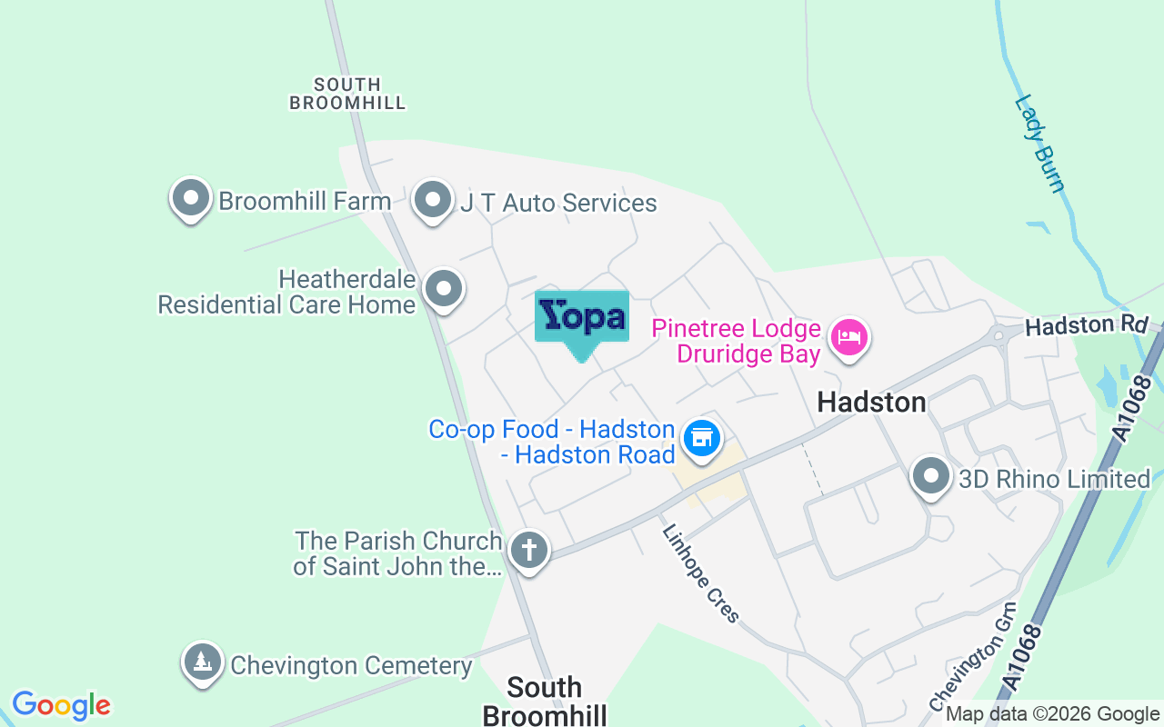 Map showing the location of NE65 9YB
