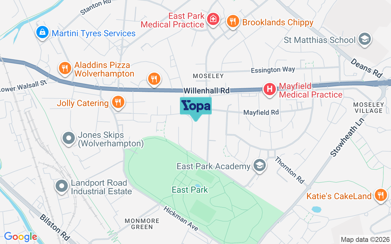Map showing the location of WV1 2DQ