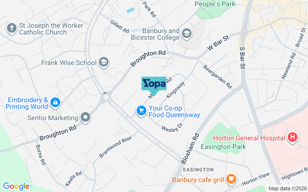 Map showing the location of OX16 9PQ