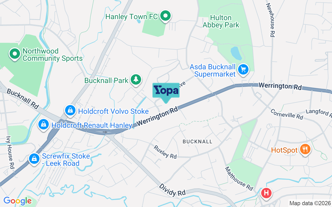 Map showing the location of ST2 9AQ