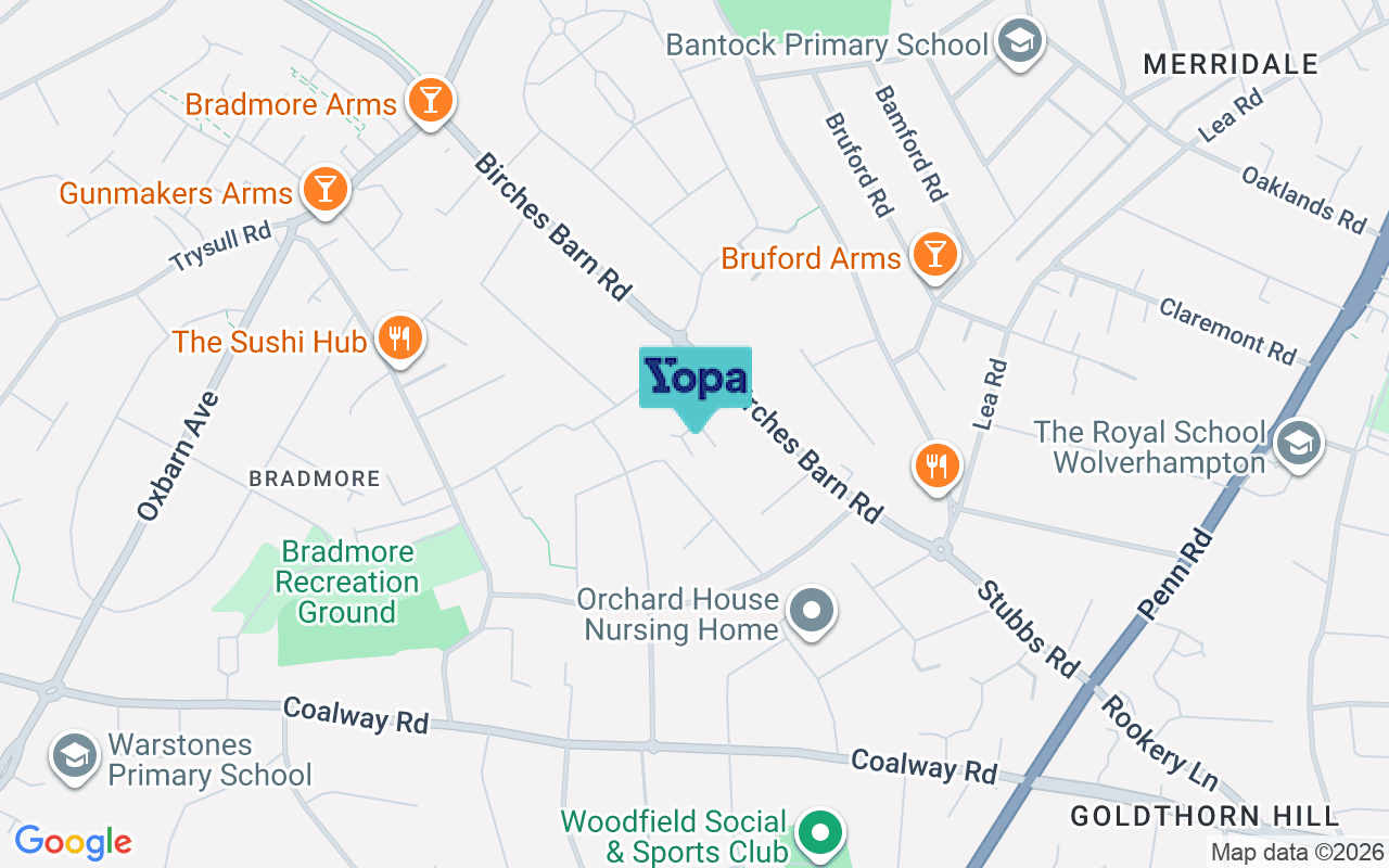 Map showing the location of WV3 7BU