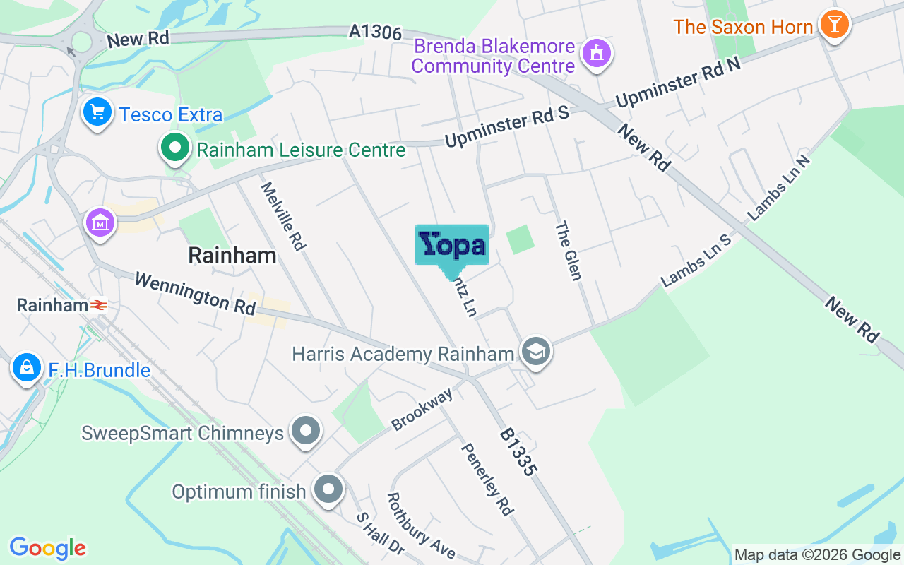 Map showing the location of RM13 9LZ