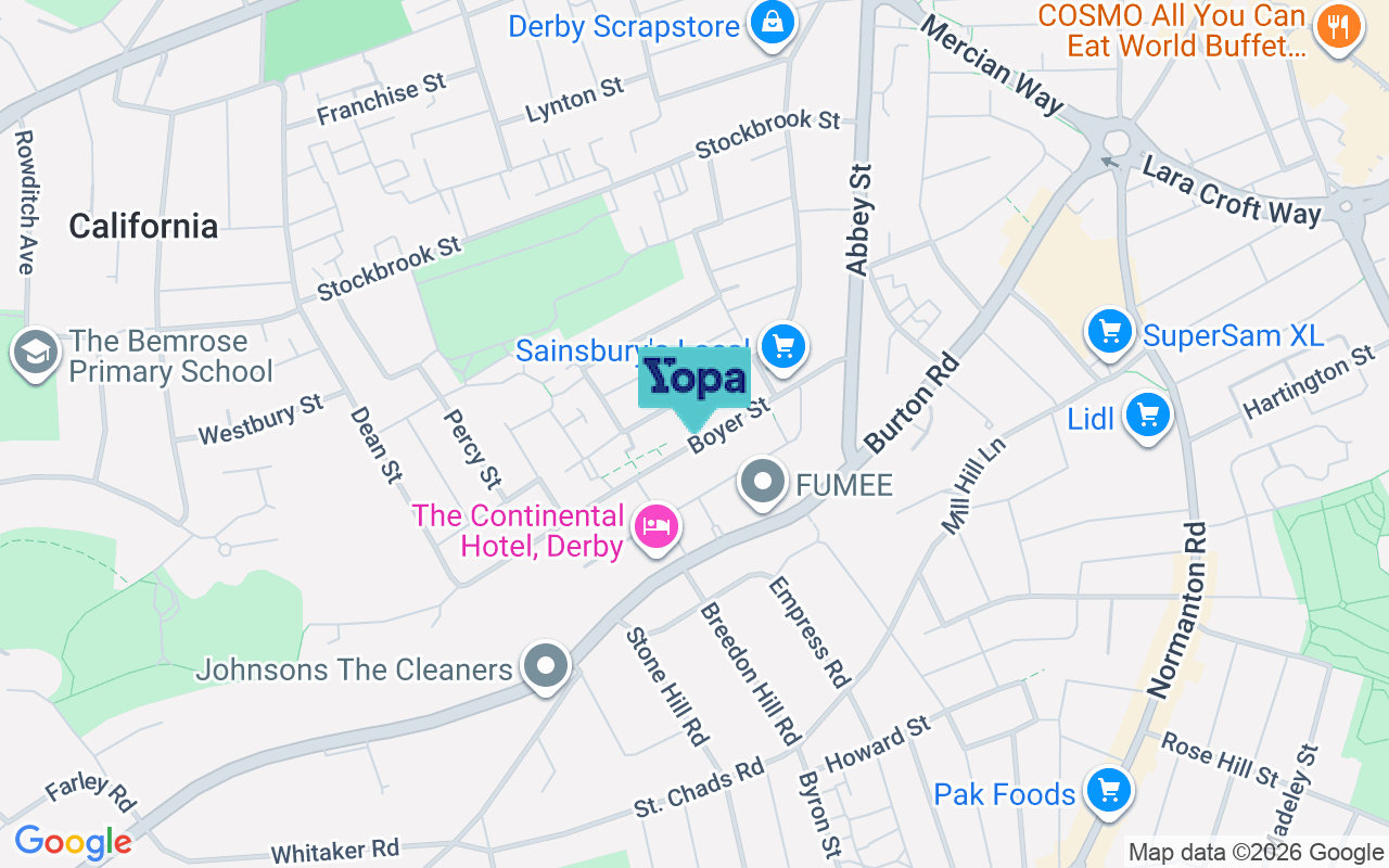 Map showing the location of DE22 3TE