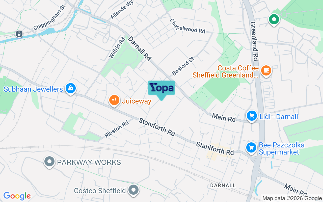 Map showing the location of S9 4RY