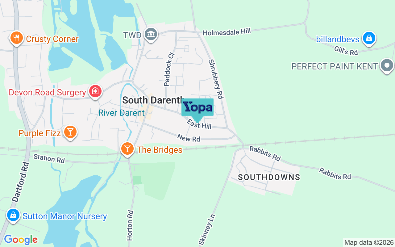 Map showing the location of DA4 9AW
