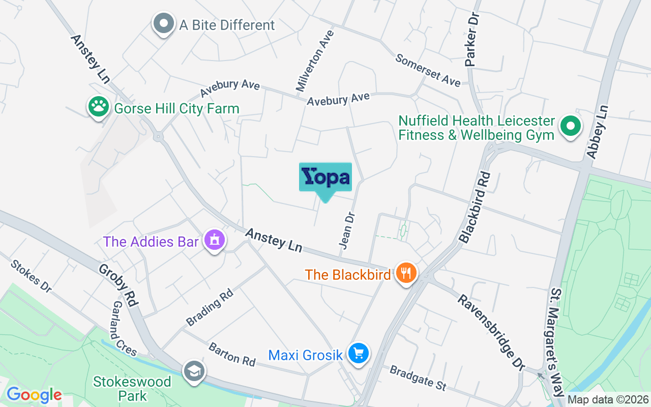 Map showing the location of LE4 0GS