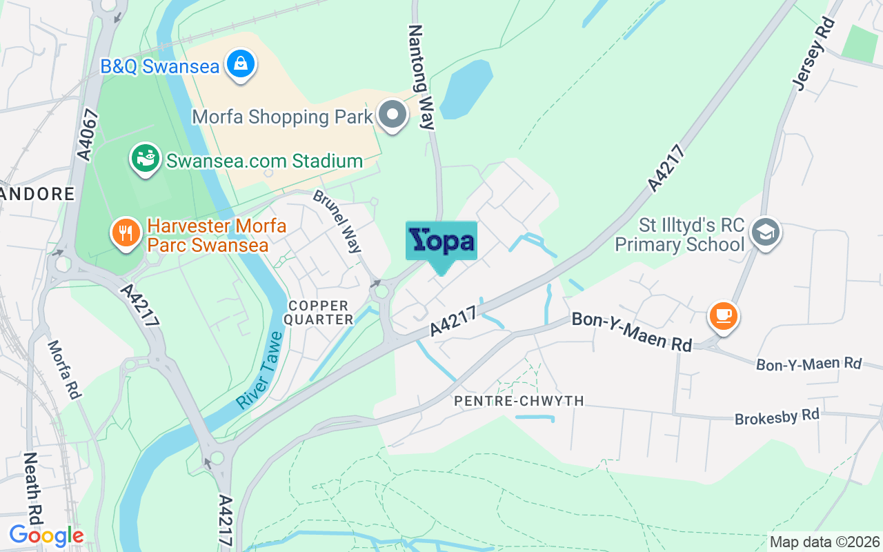 Map showing the location of SA1 7EG