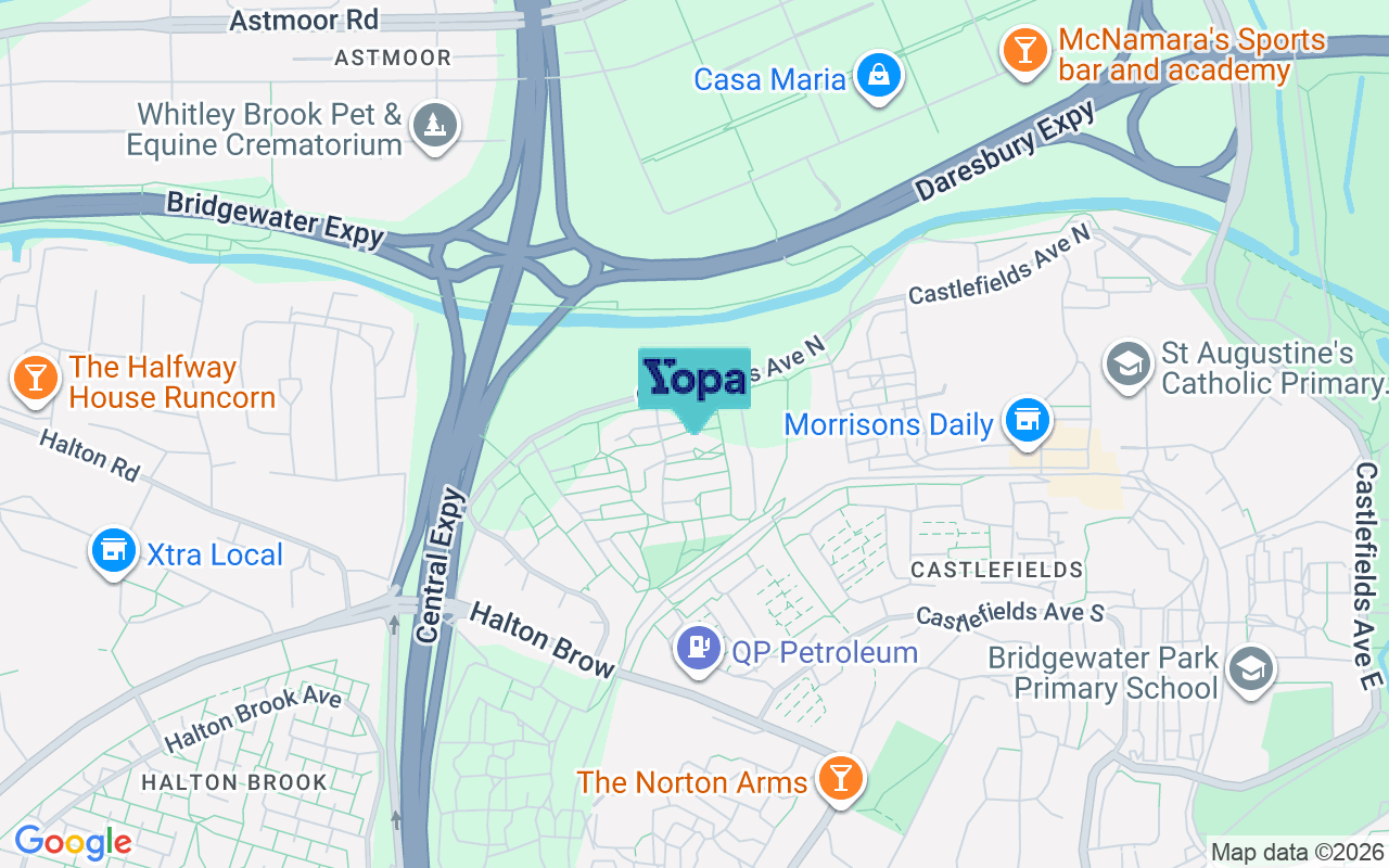 Map showing the location of WA7 2LE