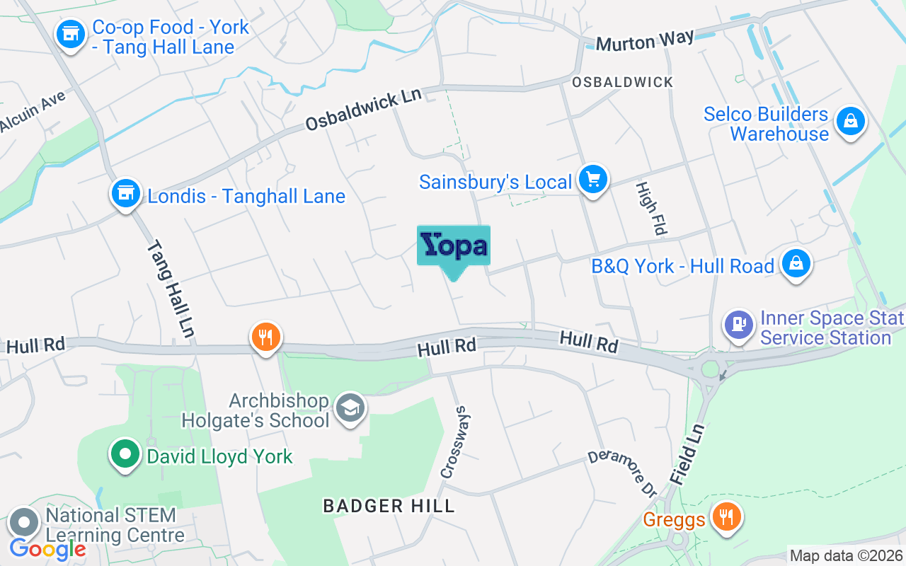 Map showing the location of YO10 3QL