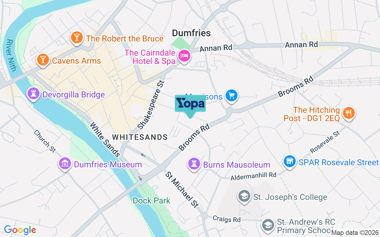 Map showing the location of DG1 2JT