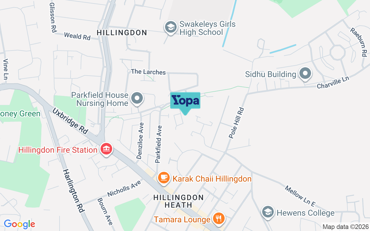 Map showing the location of UB10 0DS