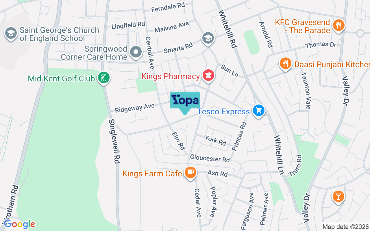 Map showing the location of DA12 5BG