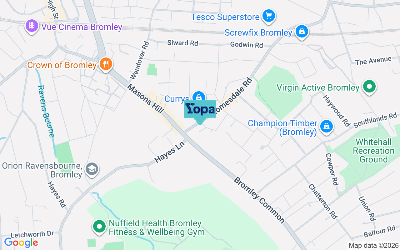 Map showing the location of BR2 9NB
