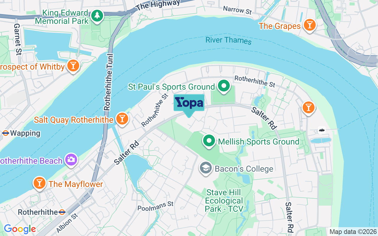 Map showing the location of SE16 5AE