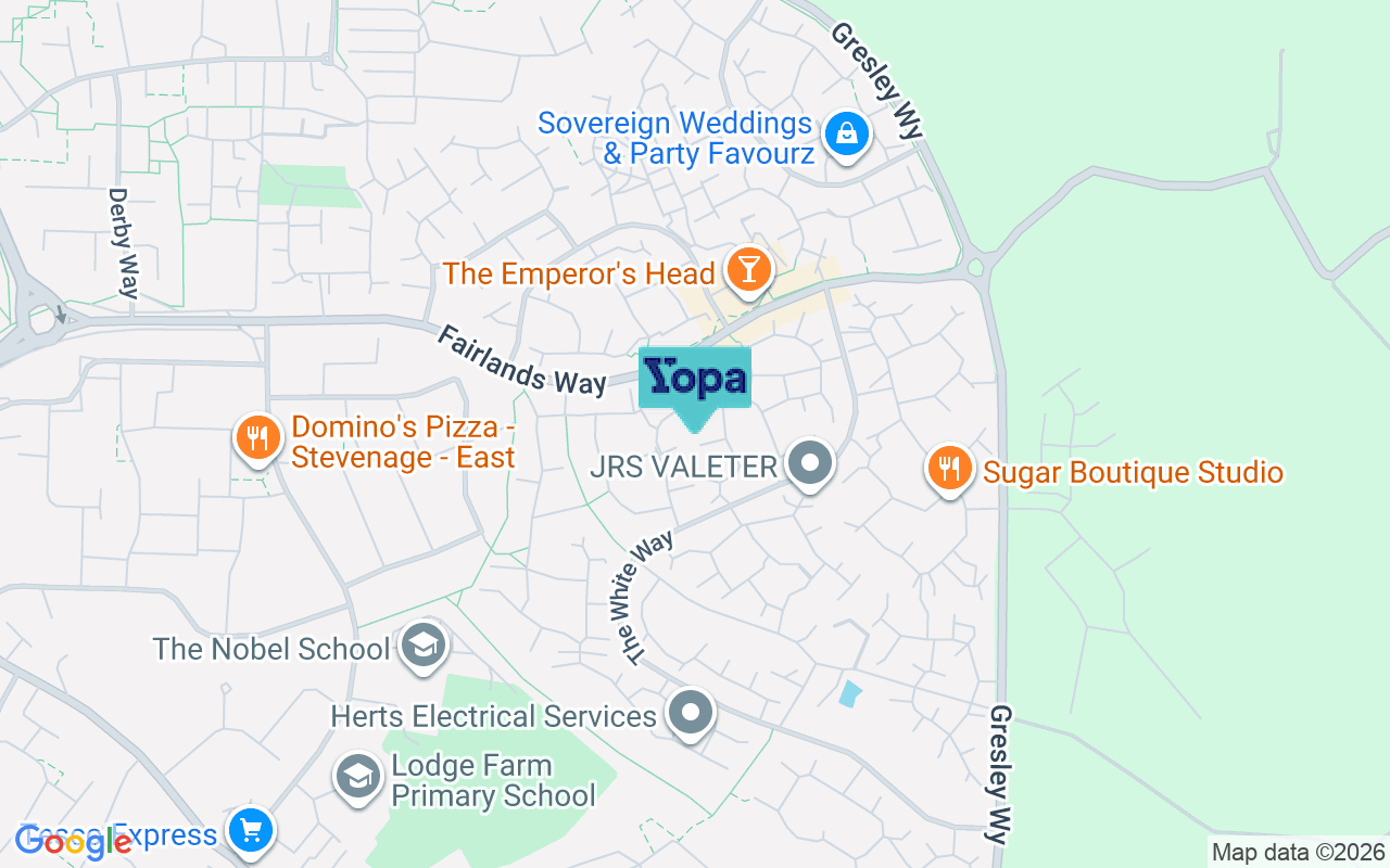 Map showing the location of SG2 7DQ