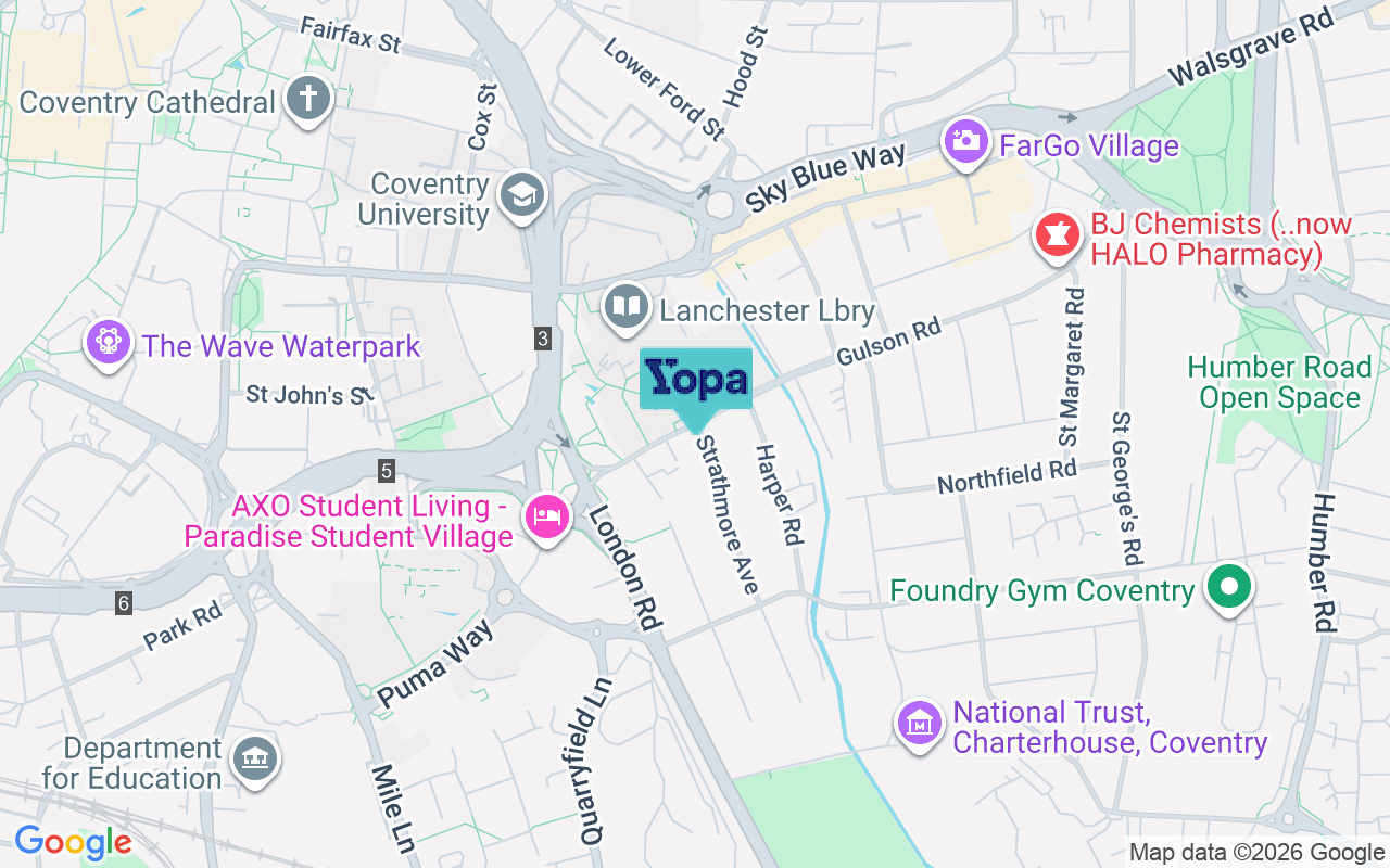 Map showing the location of CV1 2JH
