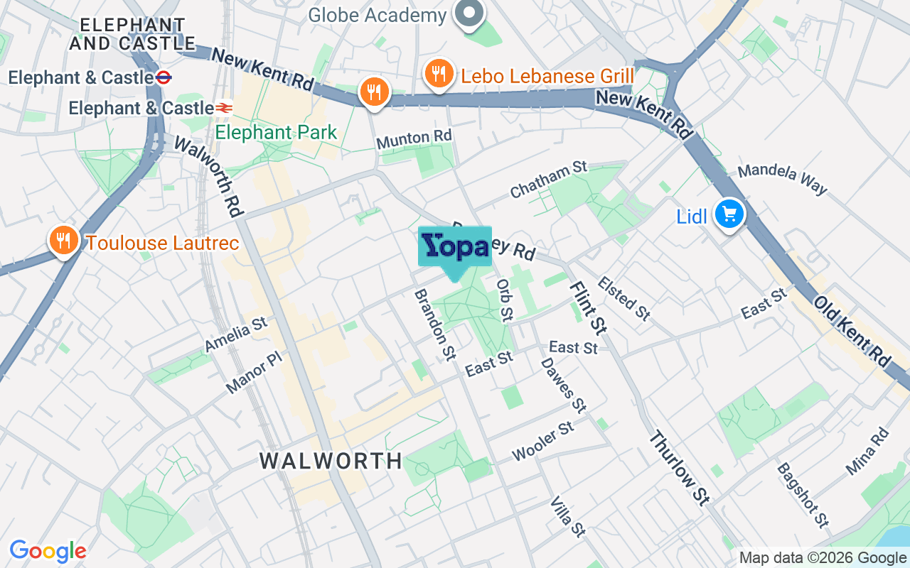 Map showing the location of SE17 1BP