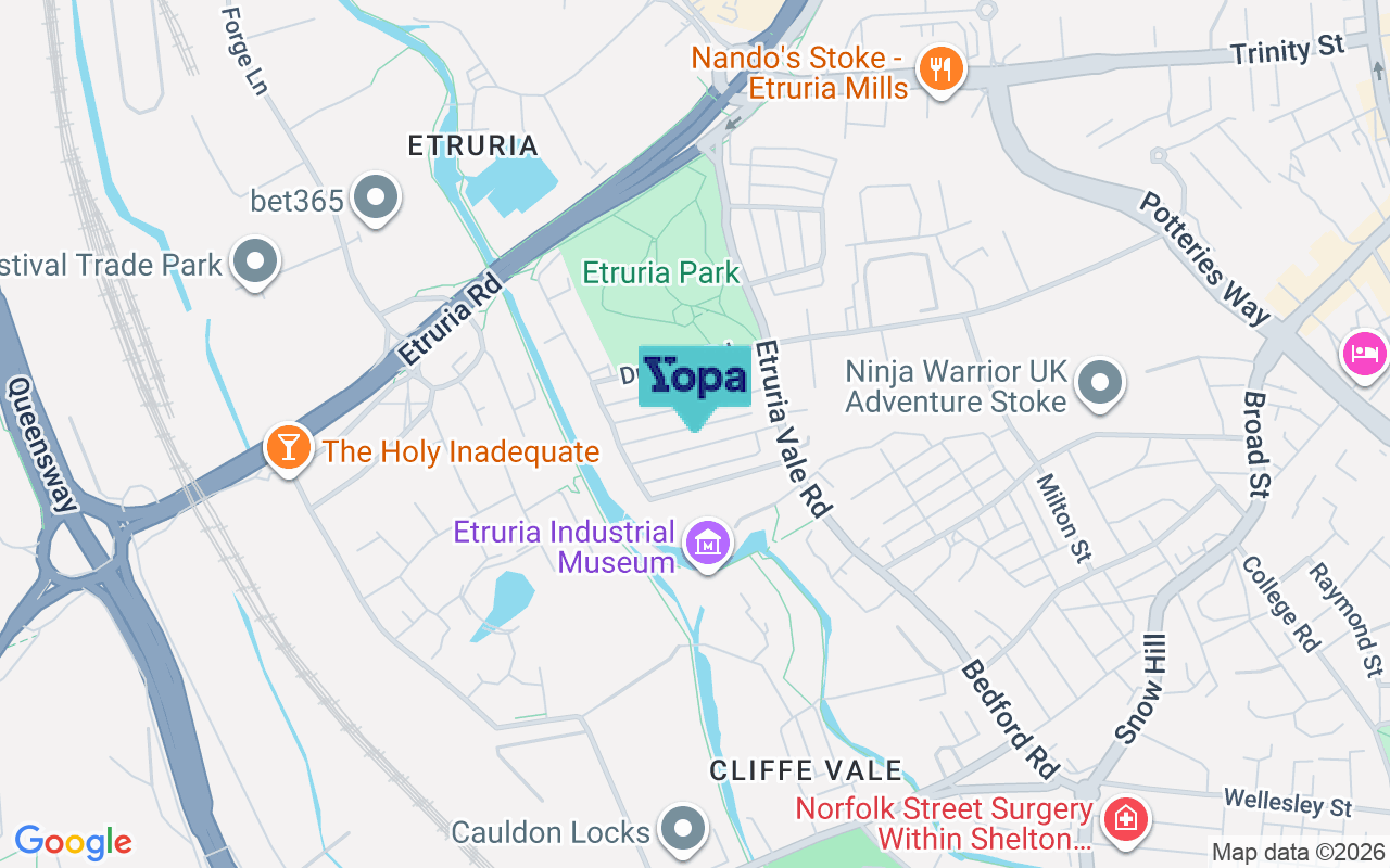 Map showing the location of ST1 4BZ