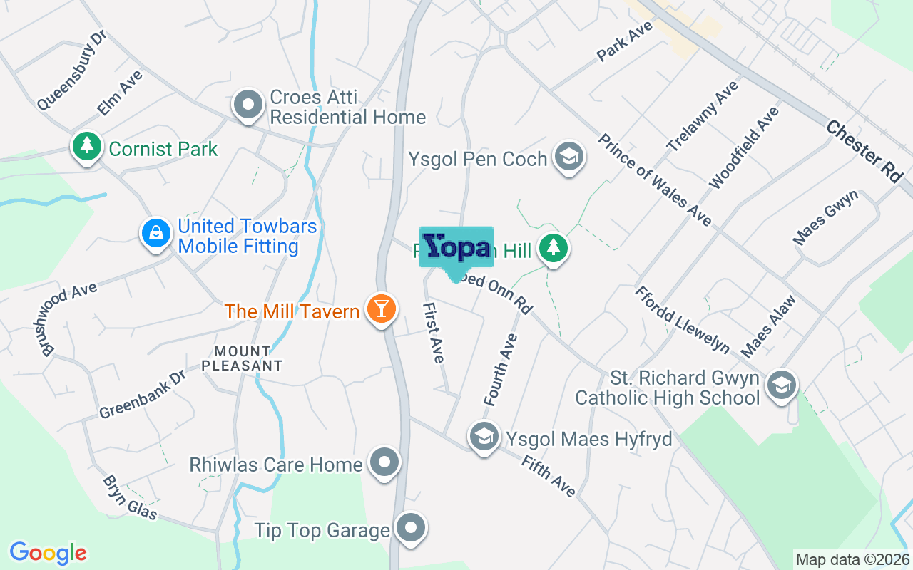 Map showing the location of CH6 5NE