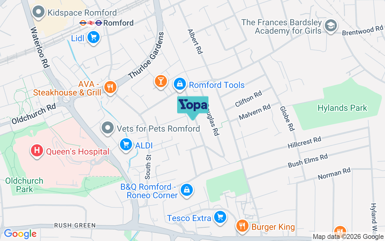 Map showing the location of RM11 1AE