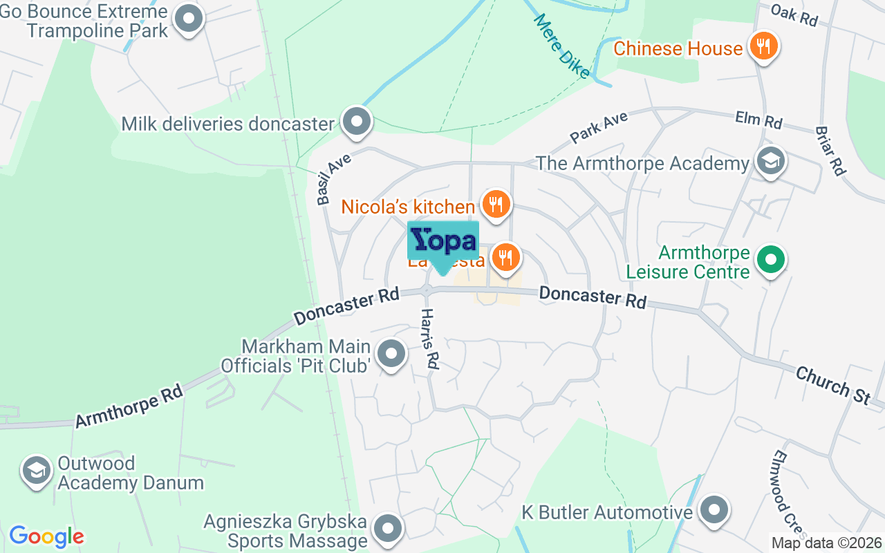 Map showing the location of DN3 2BT