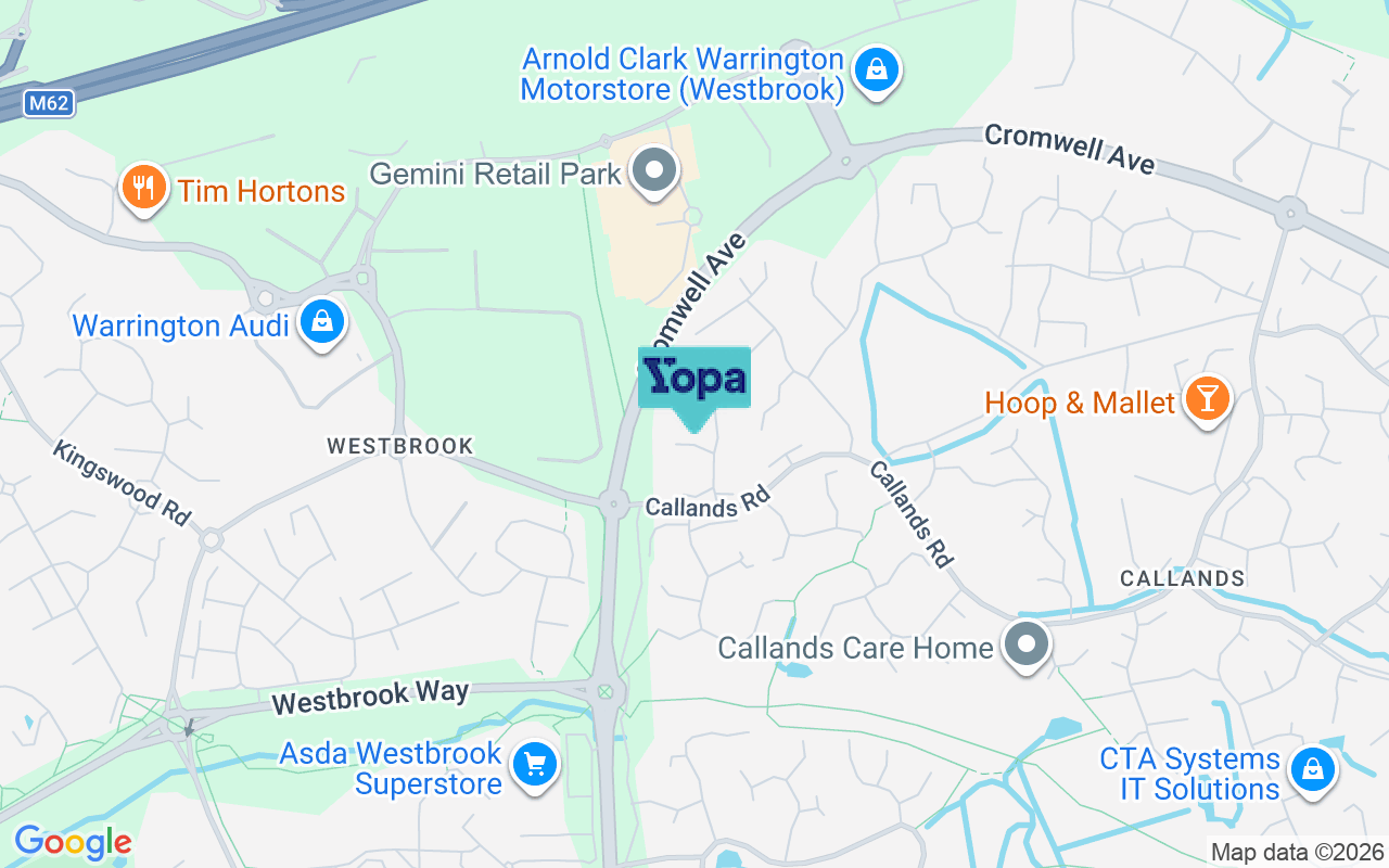 Map showing the location of WA5 9TG