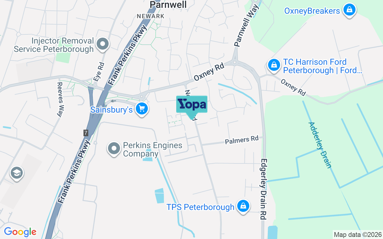 Map showing the location of PE1 5YJ